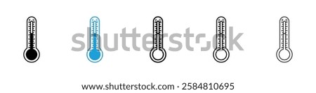 Thermometer half icons collection vectors in black and blue