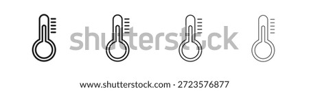 Thermometer half icons designed in outline, line and stroke style