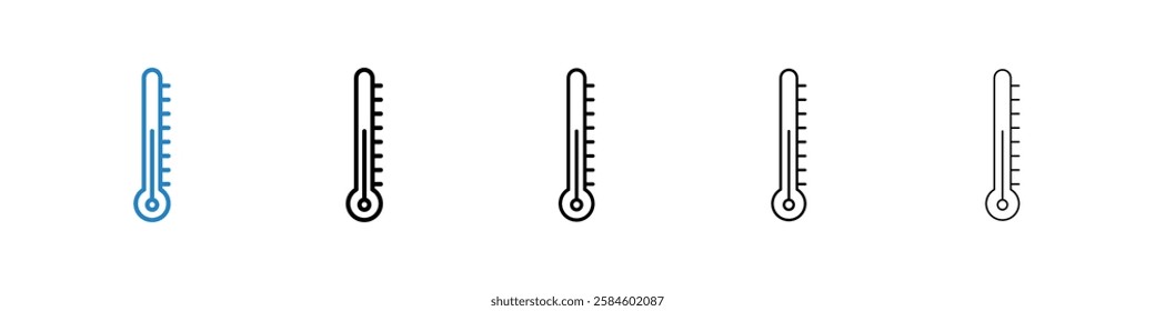 Thermometer half icons in five different stroke sizes