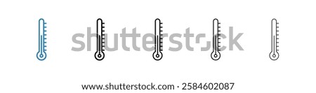 Thermometer half icons in five different stroke sizes