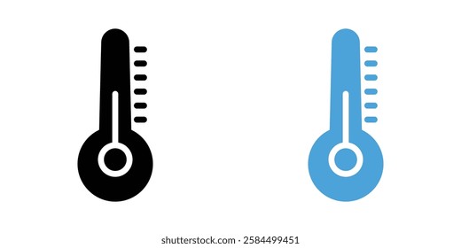 Thermometer half icons pack in black and colored version