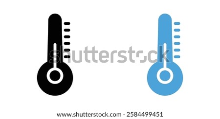 Thermometer half icons pack in black and colored version