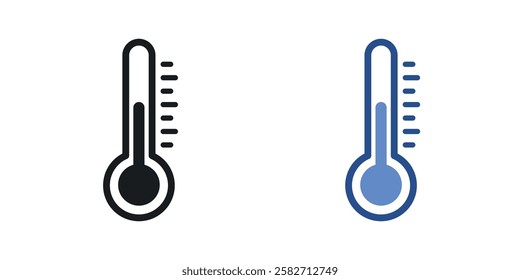 Thermometer half icons set vectors black and colored style