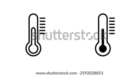 Thermometer half icons. stroke line and black solid icons