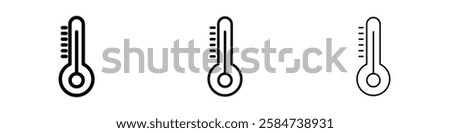 Thermometer half icons in three different stroke lines