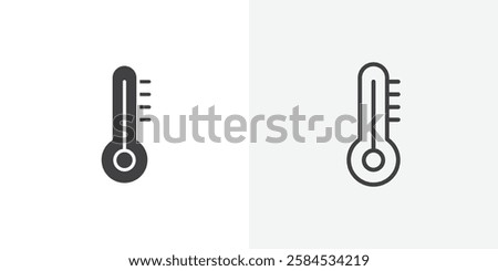 Thermometer half icons vectors illustrations in black fill and liner versions