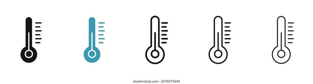 Thermometer Half Line Icon Set. Normal Temperature Vektorgrafik Icon für UI-Designs.