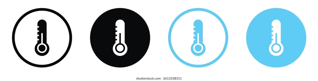 Thermometer half vector icons in black and blue colors