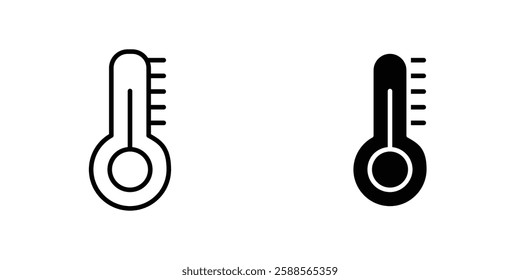 Thermometer half vectors icons set in filled and strokes on white background
