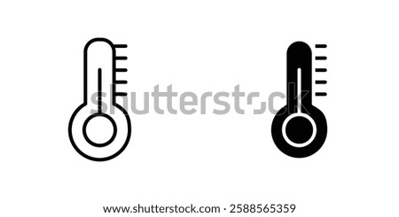 Thermometer half vectors icons set in filled and strokes on white background