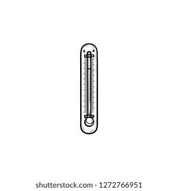 Thermometer hand drawn outline doodle icon. Temperature measurement, weather and climate change concept. Vector sketch illustration for print, web, mobile and infographics on white background.