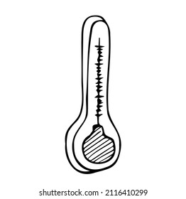 Thermometer hand drawn outline doodle icon. Temperature measurement, weather and climate change concept. Vector sketch illustration for print, web, mobile and infographics on white background.