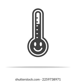 Thermometer with happy face icon transparent vector isolated