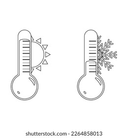 Thermometer with heat and cold icon vector illustration