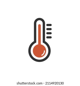 Thermometer heat icon isolated flat design vector illustration on white background.