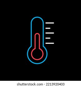 Thermometer heat isolated vector icon on black background. Meteorology sign. Graph symbol for travel, tourism and weather web site and apps design, logo, app, UI