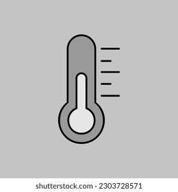 Thermometer heat vector grayscale icon. Meteorology sign. Graph symbol for travel, tourism and weather web site and apps design, logo, app, UI