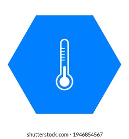 Thermometer and hexagon on white