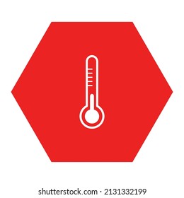 Thermometer and hexagon on white