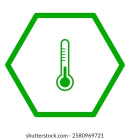Thermometer and hexagon on white