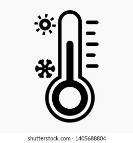 Thermometer with high and low temperature isolated minimal single flat linear icon for application and info-graphic. Commercial line vector icon for websites and mobile minimalistic flat design.