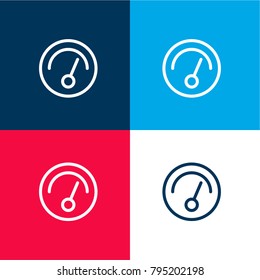 Thermometer high temperature four color material and minimal icon logo set in red and blue