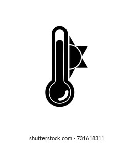 Thermometer, high temperature heat icon , black sign design
