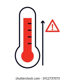 thermometer with high temperature over white background, colorful design, vector illustration