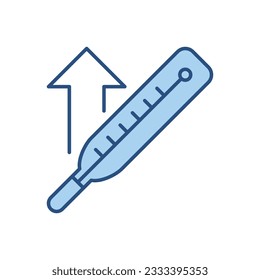 Thermometer mit Hochtemperatur-Vektorsymbol. Thermometer-Schild. Einzeln auf weißem Hintergrund. Bearbeitbare Vektorgrafik