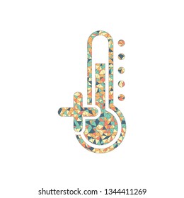 Thermometer, hot. above zero temperature. Colored mosaic with polygons
