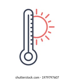 Thermometer, hot, beach Icon vector image. Can be used for Summer and Holidays. Suitable for mobile apps, web apps and print media.