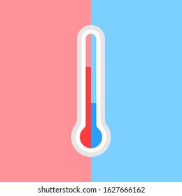 Thermometer, Hot And Cold In Flat Style, Vector Illustration