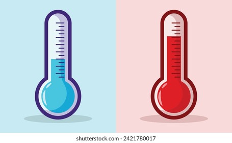 thermometer hot and cold temperature cartoon vector icon illustration