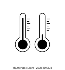Termómetro a temperatura caliente y fría. Vector de iconos frío y caliente. signo de ilustración de temperatura. símbolo termómetro. Termómetros Celsius y Fahrenheit