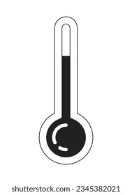 Thermometer heißen monochromen flachen Vektorobjekt. Wettertemperatur. Heisser Sommer. Wehe Hitze. Bearbeitbar Schwarz-Weiß-Symbol in dünner Linie. Einfache Cartoon-Clip-Art-Spot-Illustration für Web-Grafik-Design