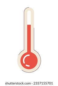 Thermometer hot semi flat colour vector object. Weather temperature. Hot summer. Wave heat. Editable cartoon clip art icon on white background. Simple spot illustration for web graphic design