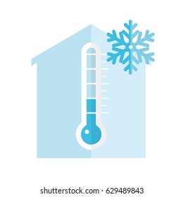 Thermometer and house icon,Vector illustration