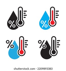Icono de termómetro y humedad. Ilustración vectorial.