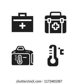 thermometer icon. 4 thermometer vector icons set. first aid kit and temperature icons for web and design about thermometer theme
