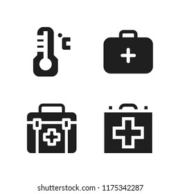 thermometer icon. 4 thermometer vector icons set. medical kit, temperature and first aid kit icons for web and design about thermometer theme