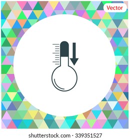 Thermometer icon with arrov down. Vector.