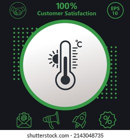 thermometer icon. Background consisting of green and black colors. modern design
