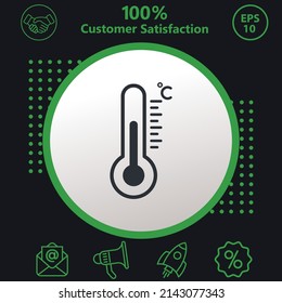 thermometer icon. Background consisting of green and black colors. modern design