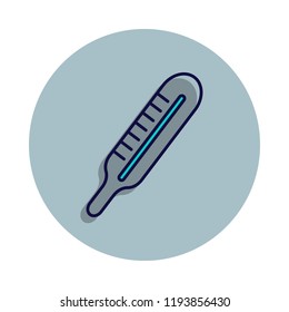 thermometer icon in badge style. One of web collection icon can be used for UI, UX