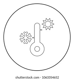 Thermometer  icon black color in circle or round vector illustration