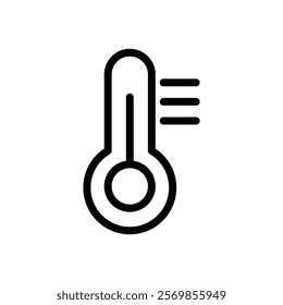 Thermometer icon Black and white outline vector