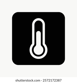 Thermometer icon in black and white. Simple thermometer design. Temperature symbol in a minimalist style. Black and white thermometer icon. Simple icon vector element. Website UX UI icon.