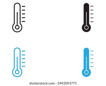 Icono de termómetro en blanco y negro con contorno de Vector