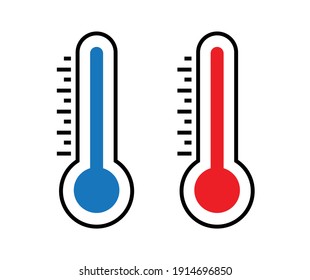 Cartoon flat style Heat thermometer icon shape. Hot Temperature