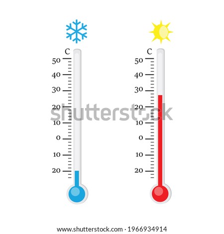 Thermometer icon. Celsius. Measuring hot and cold temperature. Vector